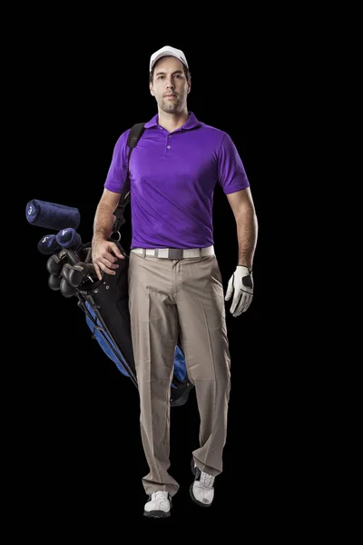 Golf Player in a purple shirt — Stock Photo, Image