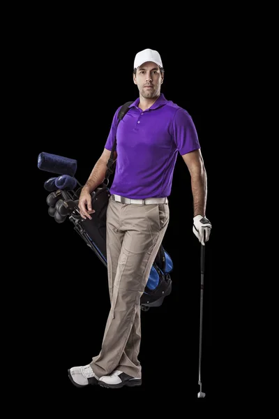 Jogador de golfe em uma camisa roxa — Fotografia de Stock