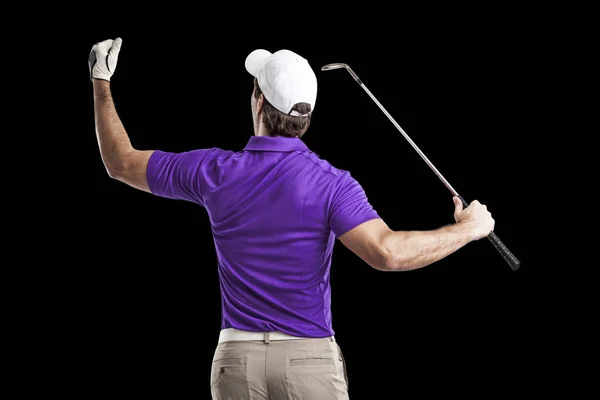 Joueur de golf en chemise violette — Photo