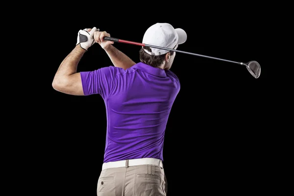 Joueur de golf en chemise violette — Photo