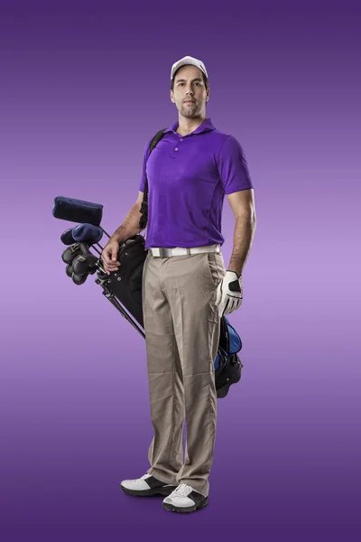 Golf Player in a purple shirt — Stock Photo, Image