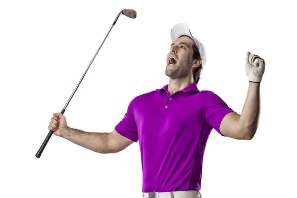 분홍색 셔츠에 골프 선수 — 스톡 사진