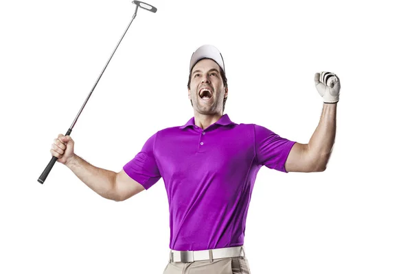 분홍색 셔츠에 골프 선수 — 스톡 사진