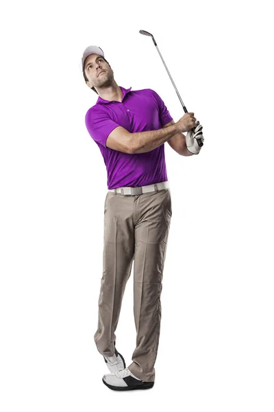 Golfspeler in een roze shirt — Stockfoto