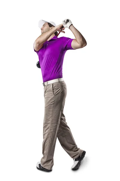 高尔夫选手穿着一件粉红色的衬衫 — 图库照片