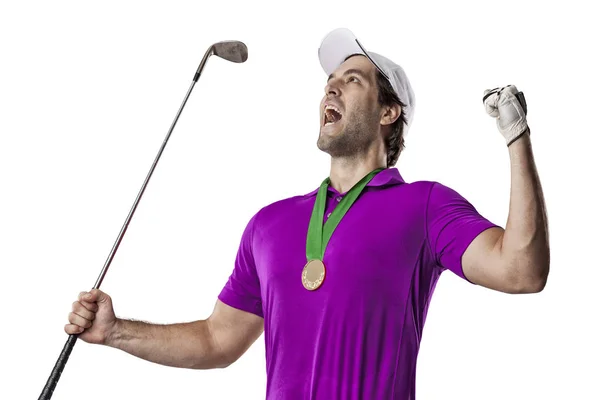 Golf Player in a pink shirt — Stock Photo, Image