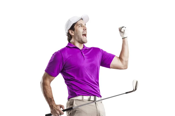 Golfspeler in een roze shirt — Stockfoto