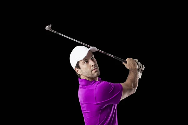 Golf-spelare i en rosa skjorta — Stockfoto