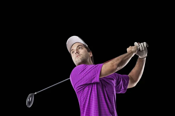 Golfspeler in een roze shirt — Stockfoto