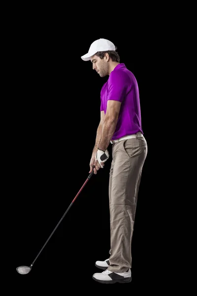 ピンクの t シャツでゴルフ プレーヤー — ストック写真