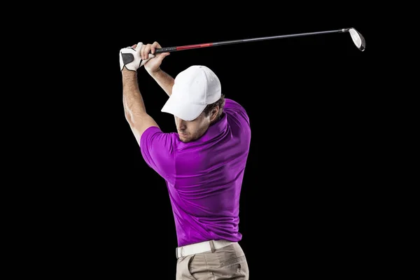 Jogador de golfe em uma camisa rosa — Fotografia de Stock