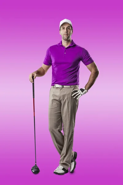 Golf Player in a pink shirt — Stock Photo, Image