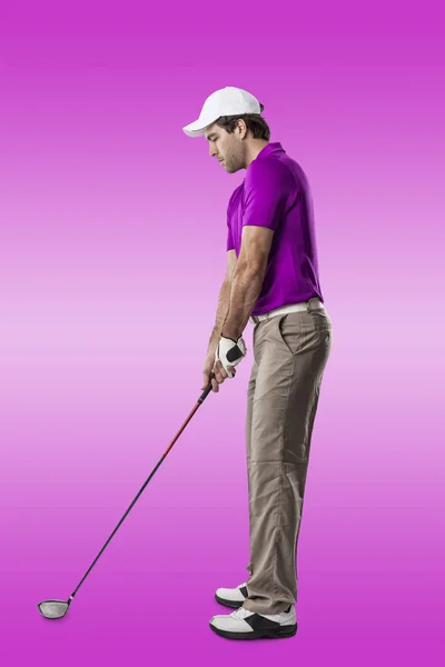 Golfspeler in een roze shirt — Stockfoto