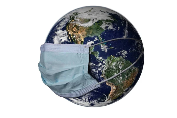 Planeet Aarde Draagt Een Masker Concept Van Sport Die Lijdt — Stockfoto