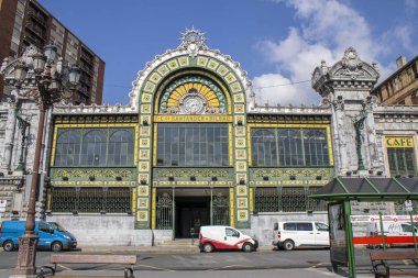 Bilbao tren istasyonu binası, Pais Vasco, İspanya.