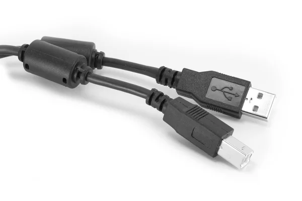 Câble USB, connecteur USB pour imprimante ou disque dur externe — Photo