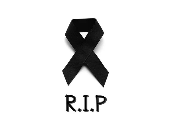 Black ribbon for mourning with R.I.P text — Stock Photo, Image