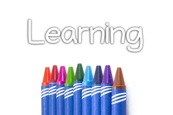 Szelektív összpontosít ceruzák háttér szöveg tanulás — Stock Fotó