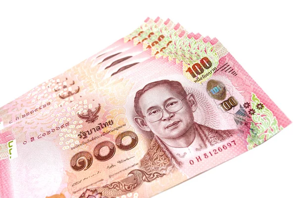 Nuovo 2017 disegno di legge tailandese cento baht isolato su sfondo bianco — Foto Stock