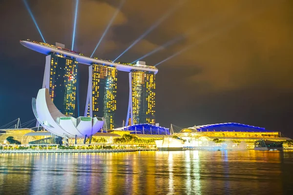 Paisaje del espectáculo láser Marina Bay Sands — Foto de Stock