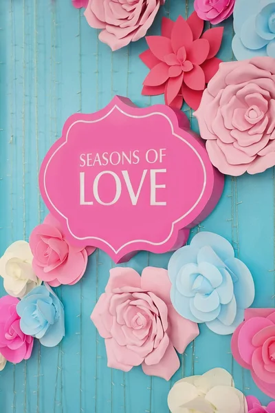 Season of love text on pink signboard — Stock Photo, Image