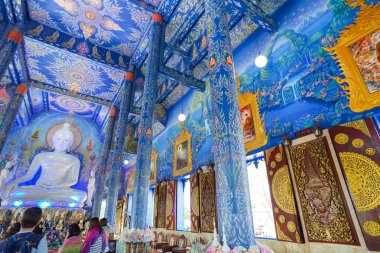 Çok güzel bir Budist duvar tablo Wat Rong kilisede