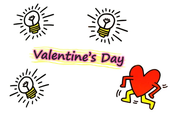 Světla a ikony srdce pro Valentines koncept — Stock fotografie