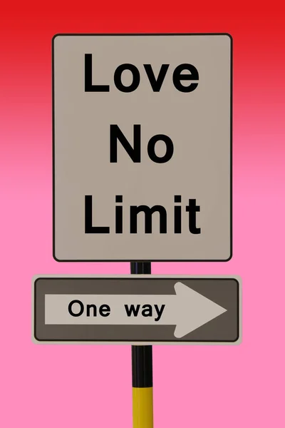 Love no limit sign and one way sign — Stock Photo, Image