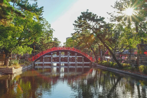 Όμορφη γέφυρα Sorihashi του Sumiyoshi Taisha Shrine, πόλη Osaka — Φωτογραφία Αρχείου