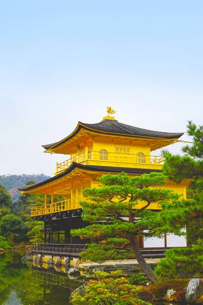 Het beroemde Gouden Paviljoen in Kinkakuji tempel. — Stockfoto