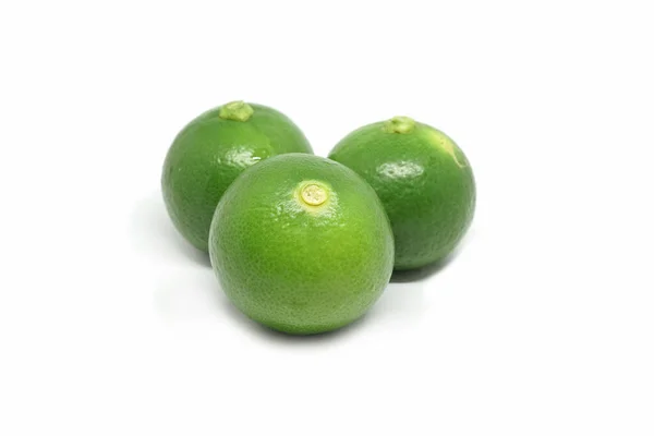 Fruit Vert Tilleul Frais Isolé Sur Fond Blanc Citron Vert — Photo