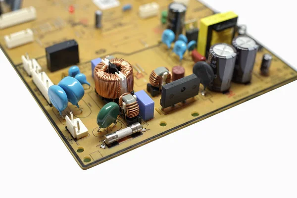 Gesloten Shot Condensator Spoel Electronics Onderdelen Printplaat — Stockfoto