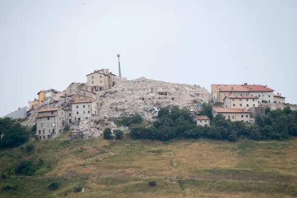 Wioska Castelluccio Norcia Zniszczona Przez Trzęsienie Ziemi Apeniny Umbria Włochy — Zdjęcie stockowe