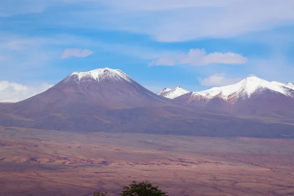 Vista Los Volcanes Andinos Cubiertos Nieve Desierto Atacama Chile —  Fotos de Stock