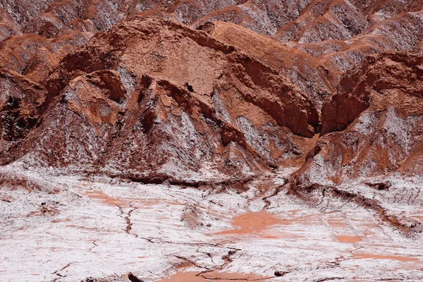 阿塔卡马沙漠的景观 智利阿塔卡马沙漠的火星谷 Valle Marte 和Cordillera Sal的岩石 — 图库照片
