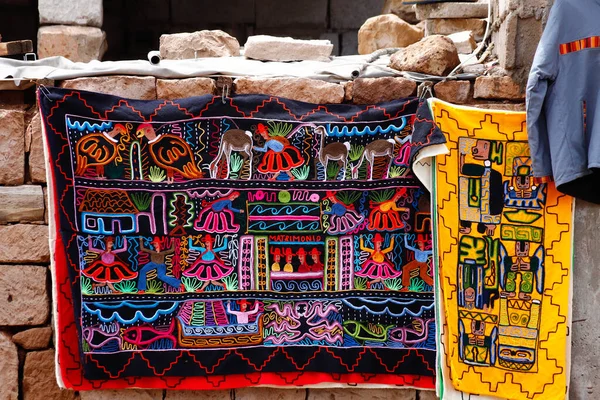 Colored Fabrics Village Toconao San Pedro Atacama Chile February 2019 — Stock Photo, Image