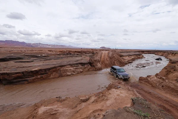Road Interrupted Heavy Rains Toconao San Pedro Atacama Chile February — Stock Photo, Image