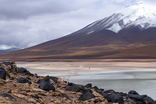 Laguna Verde Karla Kaplı Licancabur Yanardağı Bolivya Bolivya Nın Andean — Stok fotoğraf