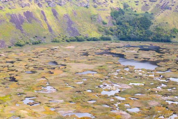 Utsikt Över Kratervåningen Rano Kau Med Sina Sjöar Påskön Påskön — Stockfoto
