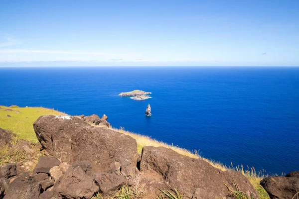Blick Vom Dorf Orongo Auf Die Felseninseln Motu Kao Kao — Stockfoto