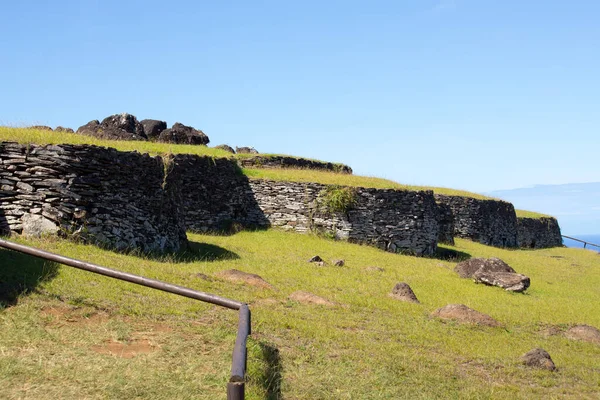 Village Orongo Stone Village Ceremonial Center Rocky Ridge Rano Kau — Stock Photo, Image