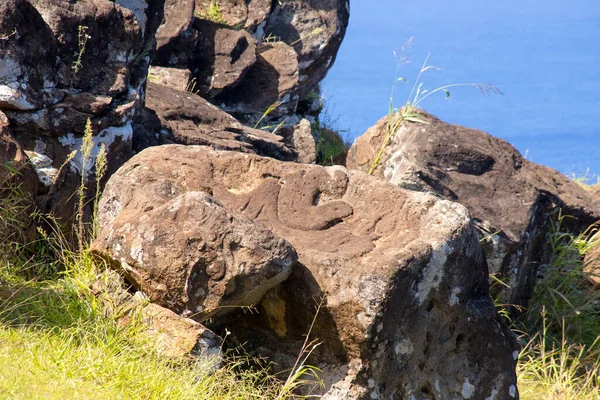 Stenhällristningar Byn Orongo Påskön Påskön Chile — Stockfoto