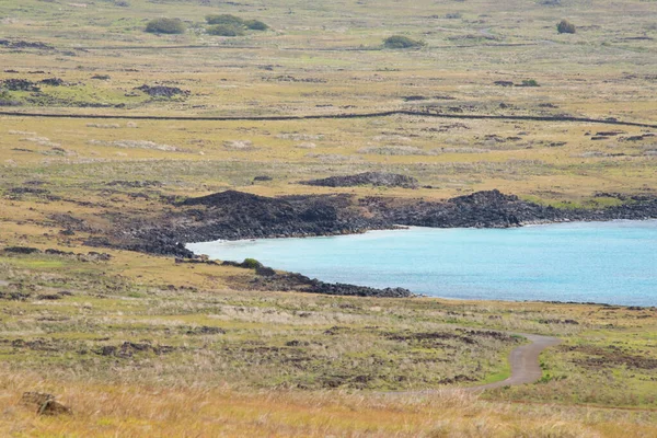 Vista Cume Vulcão Poike Longo Costa Norte Ilha Páscoa Ilha — Fotografia de Stock
