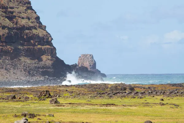 Meereswellen Die Wilde Küste Der Osterinsel Osterinsel Chile — Stockfoto