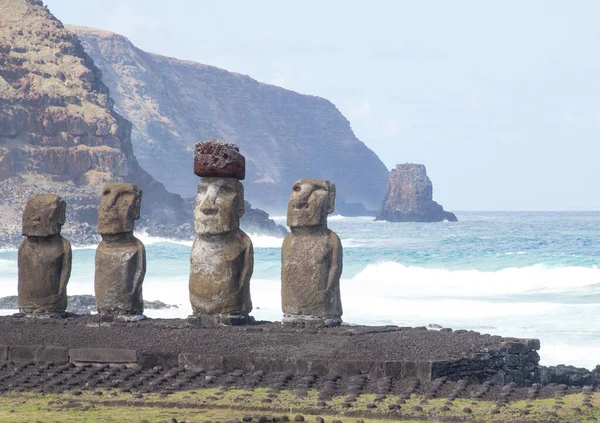 Moais Ahu Tongariki Wild Coast Easter Island Easter Island Chile — Stock Photo, Image