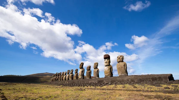 Ahu Tongarikis Moais Stenplattform Påsköns Sydkust Påskön Chile — Stockfoto
