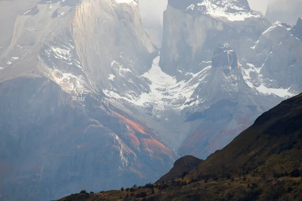 Közelkép Torres Del Paine Hegységről Torres Del Paine Nemzeti Park — Stock Fotó