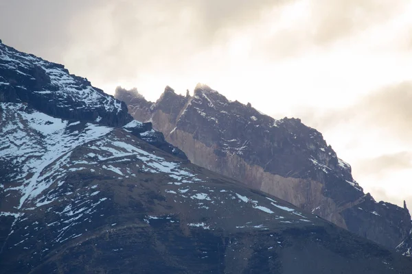 Vista Paisagem Das Montanhas Torres Del Paine Outono Parque Nacional — Fotografia de Stock