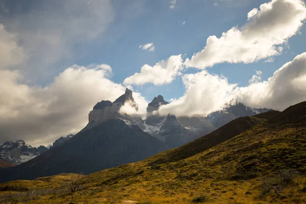 Paisaje Las Montañas Torres Del Paine Otoño Parque Nacional Torres — Foto de Stock
