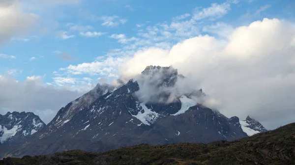 Gün Batımında Torres Del Paine Dağlarındaki Mirador Gri Gölü Nden — Stok fotoğraf